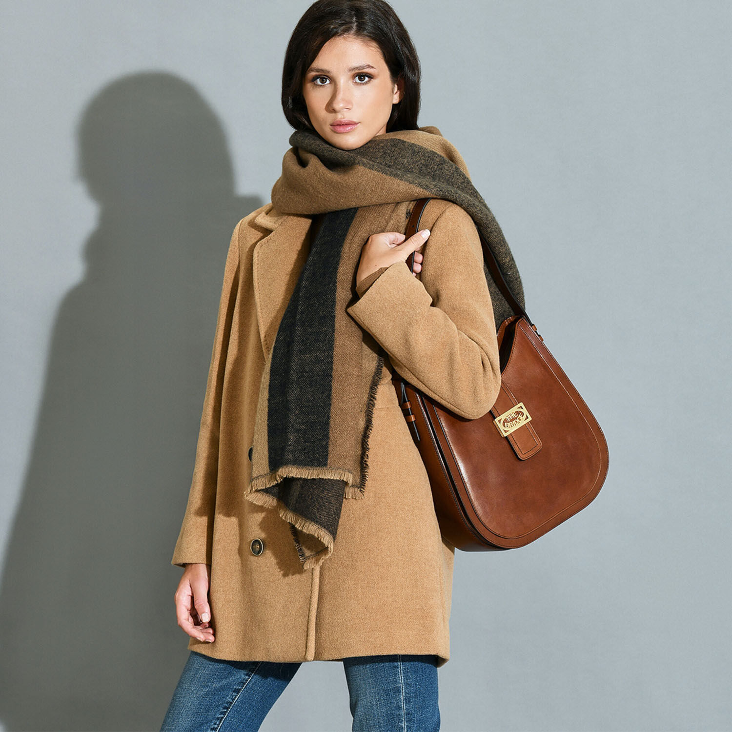 The Bridge Lavinia HOBO Leder-Handtasche Braun/Gold