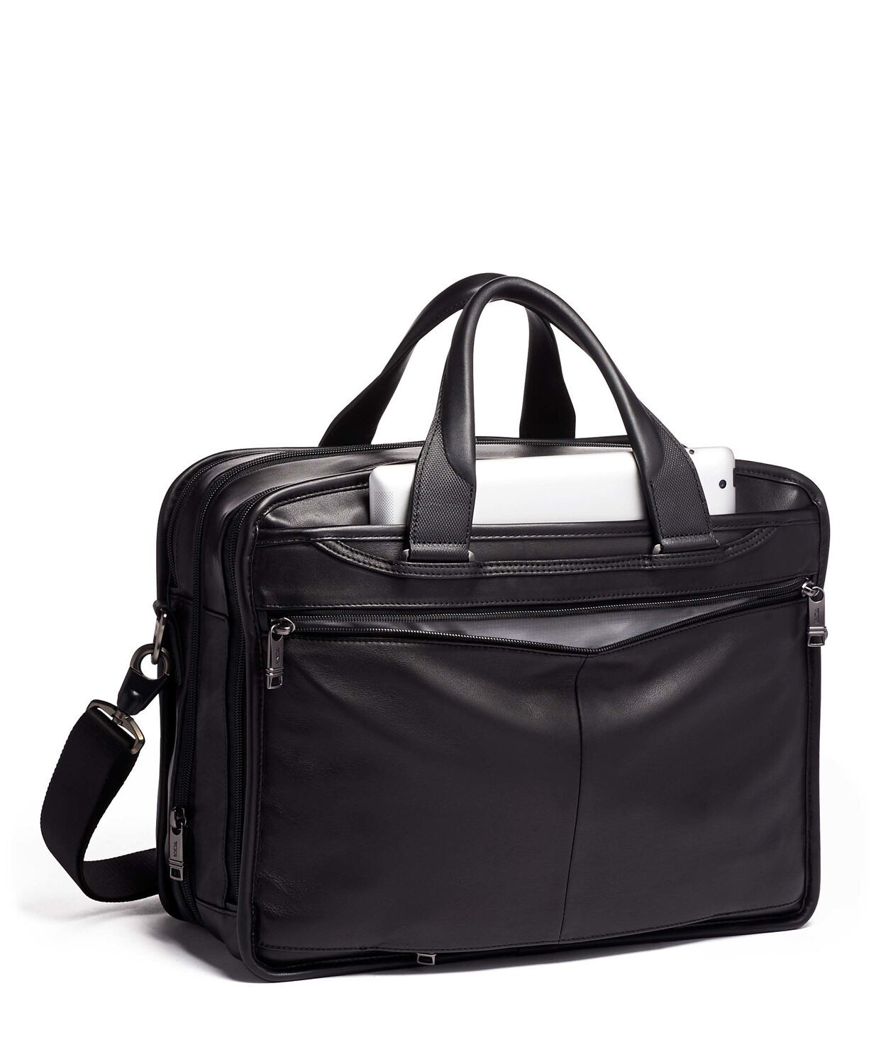 Tumi Alpha 3 Organizer-Laptop-Aktentasche aus Leder, erweiterbar+ GRATIS HOTELGUTSCHEIN black