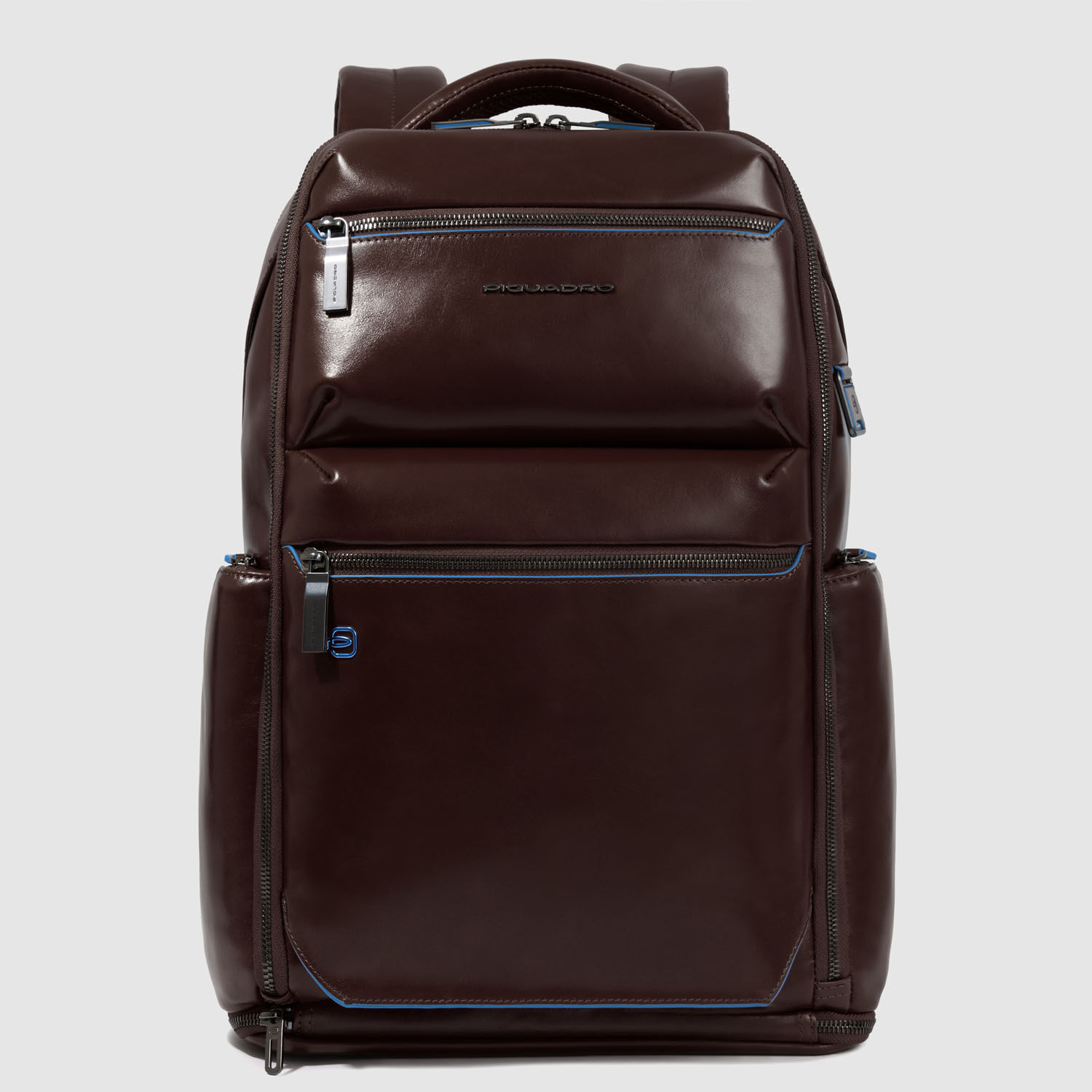Piquadro Blue Square Leder-Laptop-Rucksack 15,6" Mahagonibraun