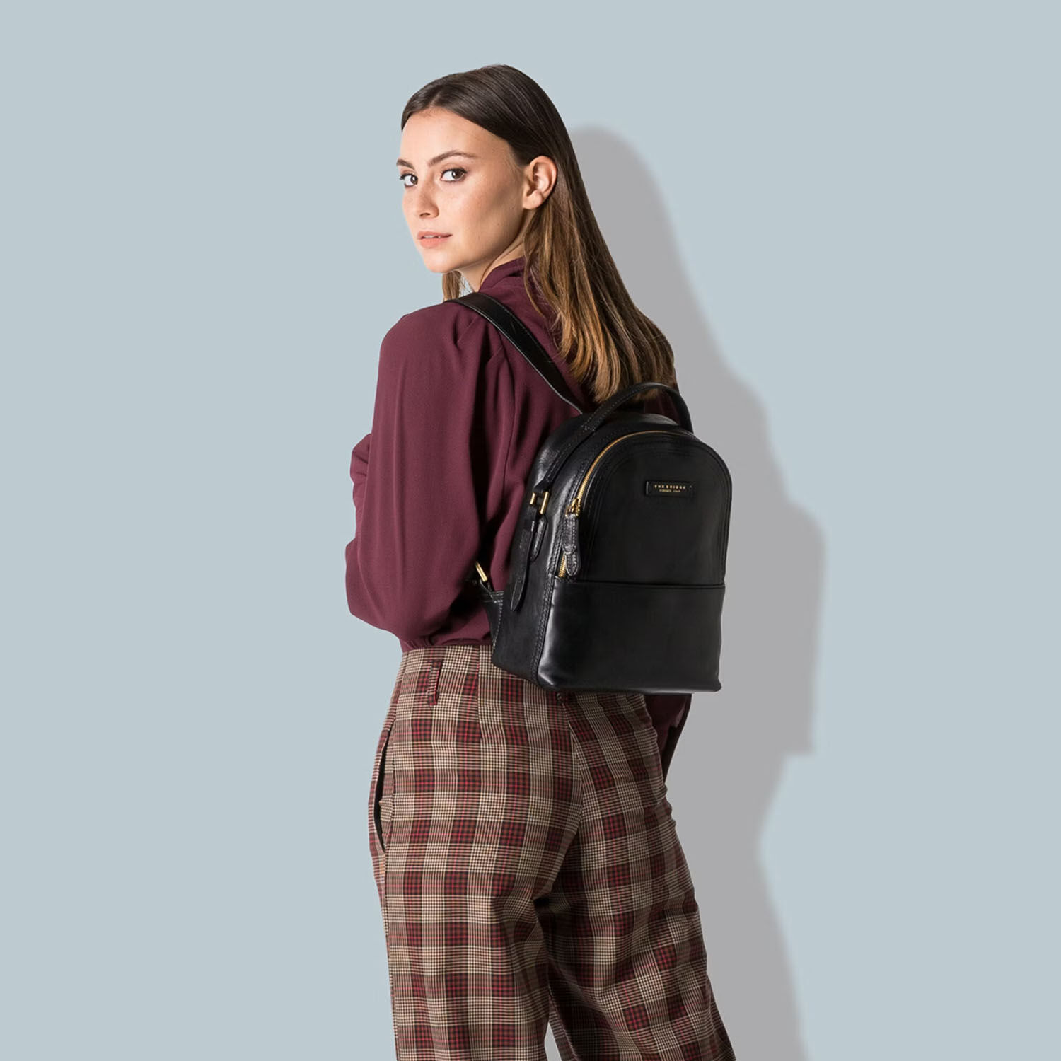 The Bridge Pearldistrict Leder-Rucksack 26 cm Schwarz/Gold