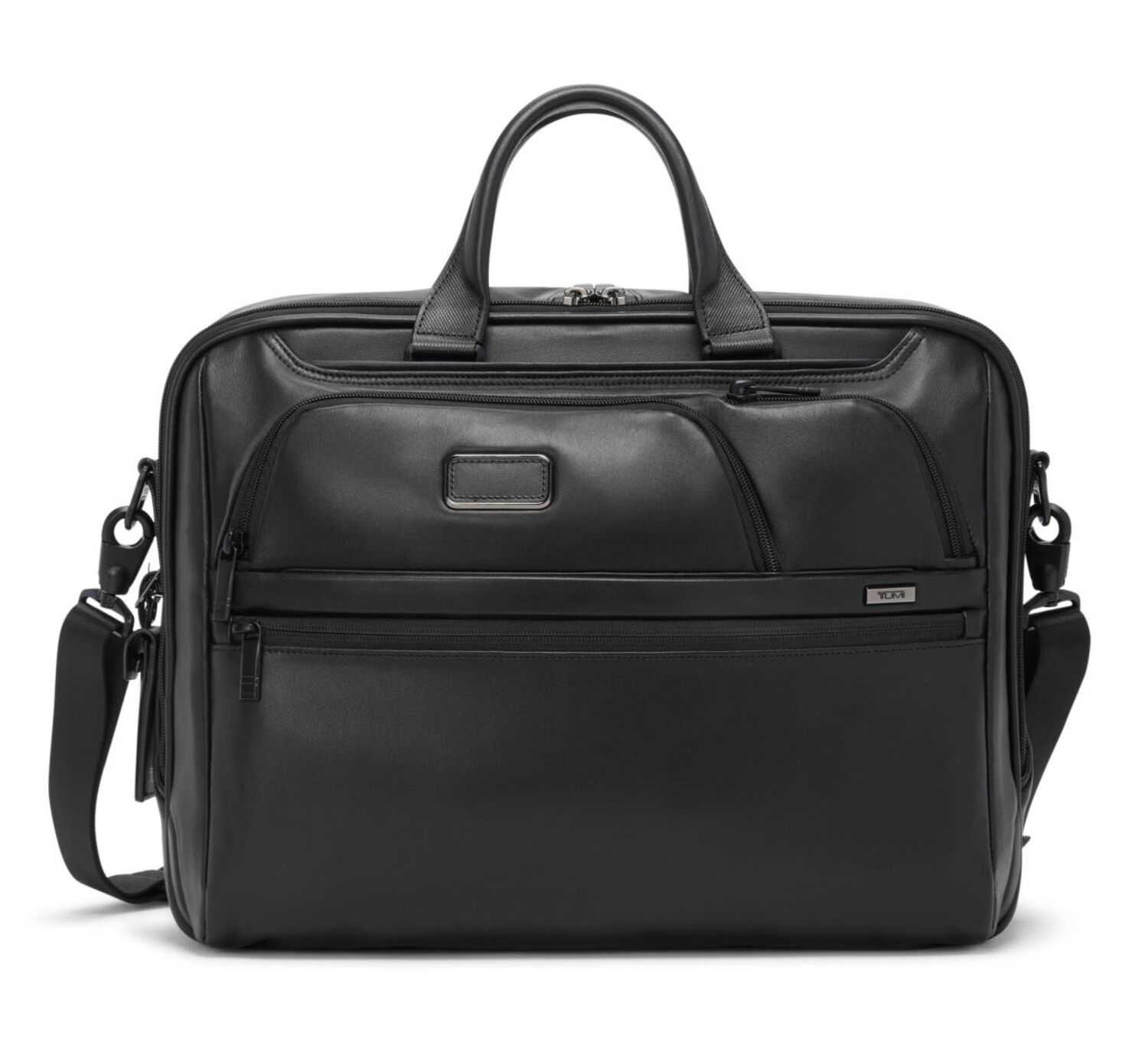 Tumi Alpha Große 17" Leder-Aktentasche, Black