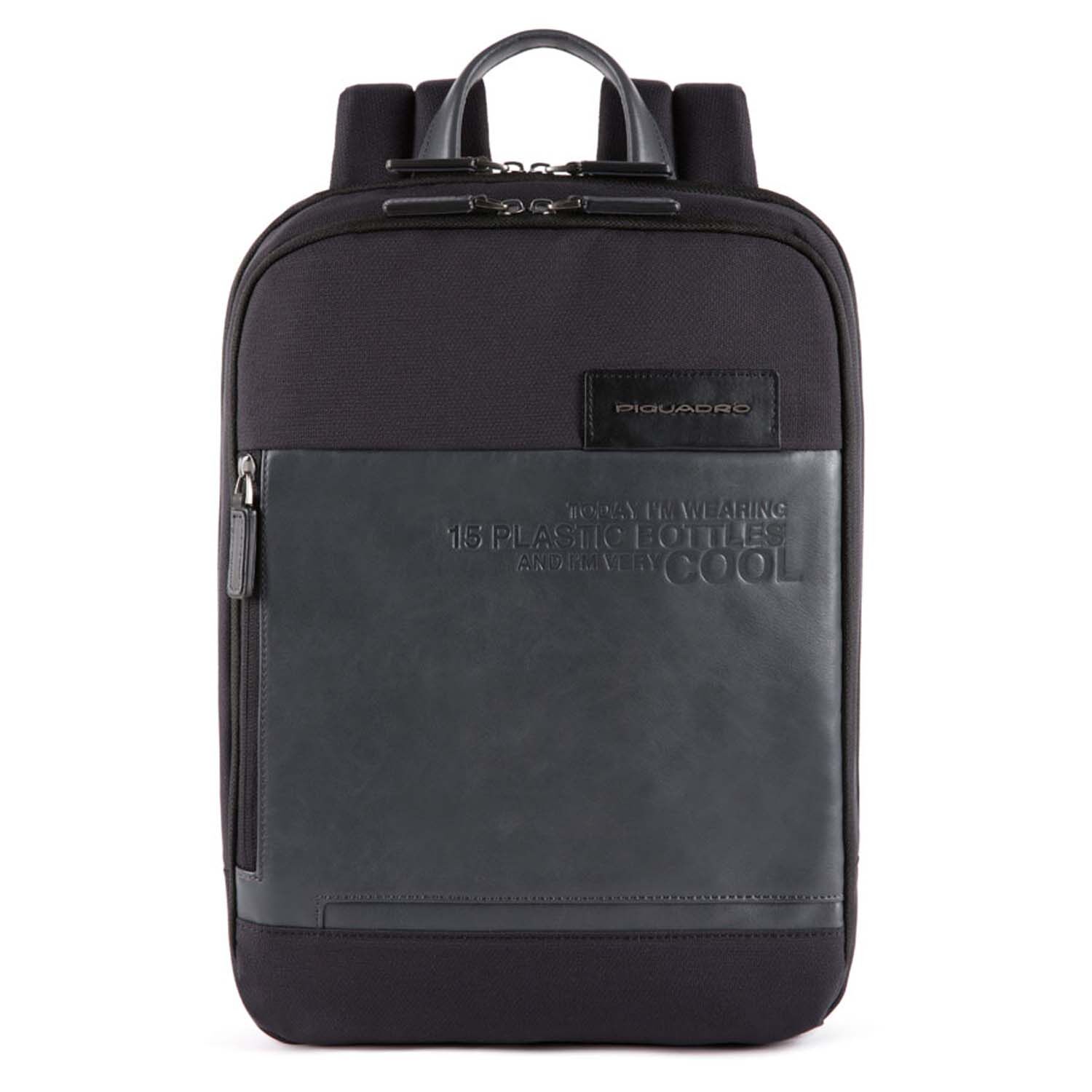 Piquadro Ade Laptoprucksack aus recyceltem Stoff schwarz