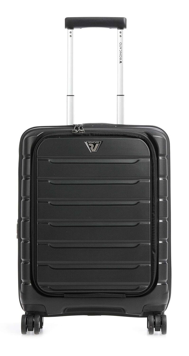 Roncato B-Flying Kabinentrolley mit Vordertasche und USB-Anschluss, erweiterbar 55cm Nero
