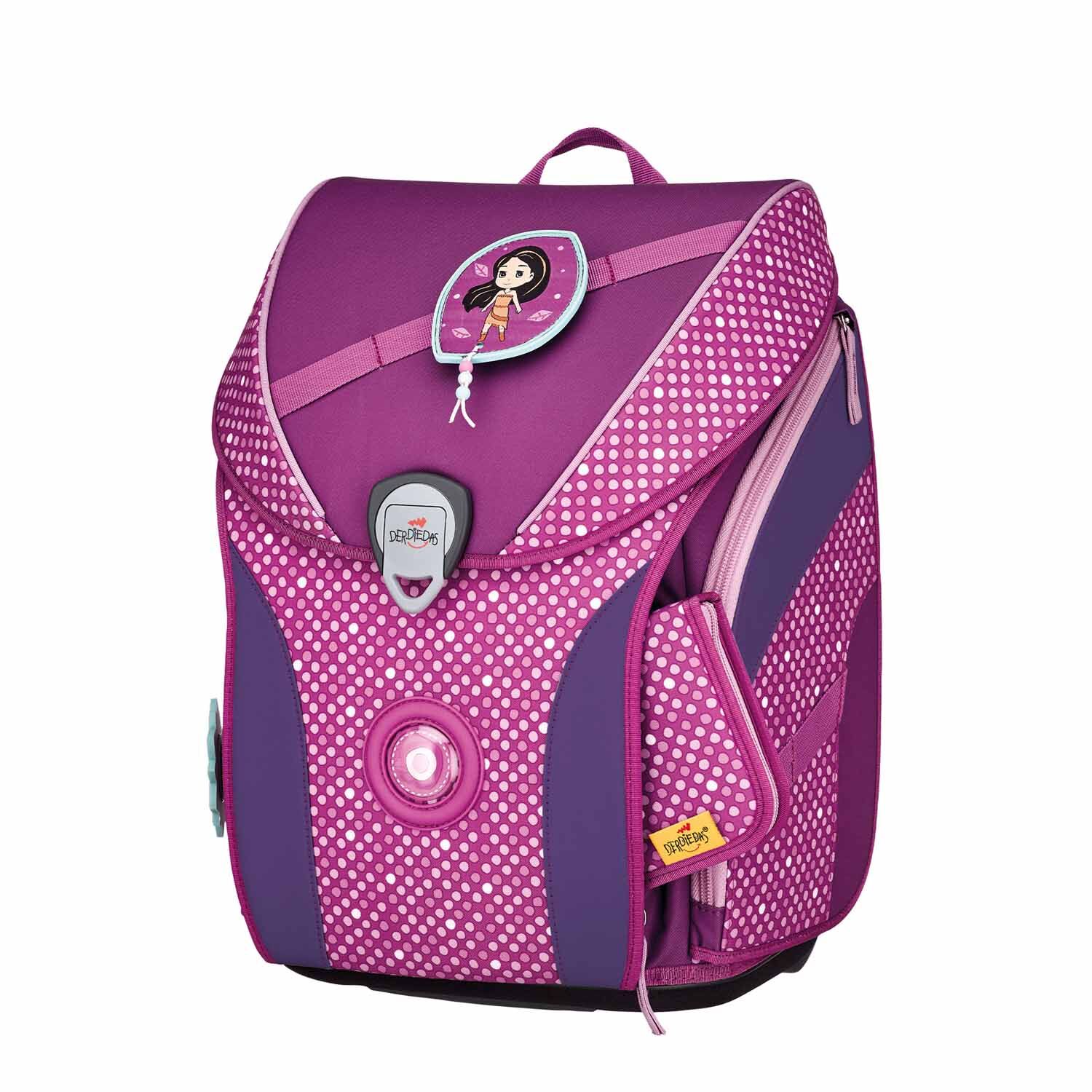 DerDieDas ErgoFlex MAX Schulrucksack-Set 5-teilig mit Sportbeutel Purple Dots