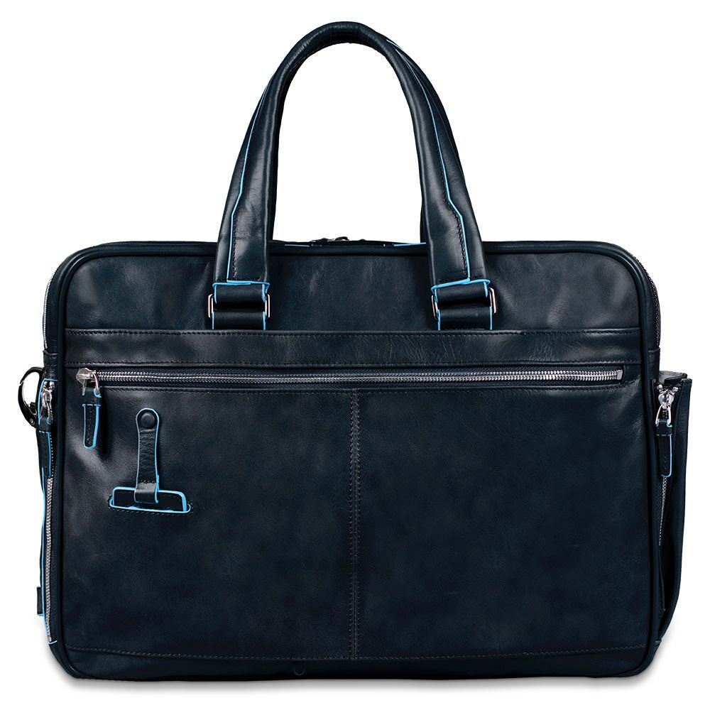 Piquadro Blue Square Erweiterbare Kurzgriff-Laptoptasche 15" mit iPad-Fach Nachtblau