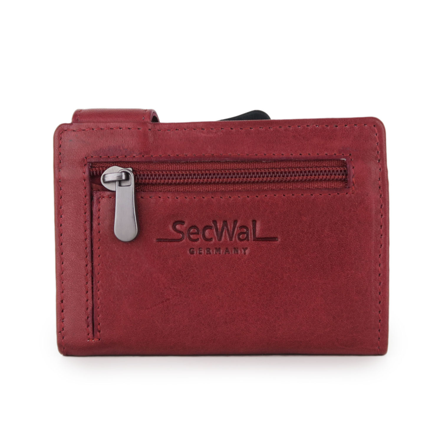 SecWal Matrix Kartenetui mit Reißverschluss-Münzfach Reißverschluss Vintage Rot