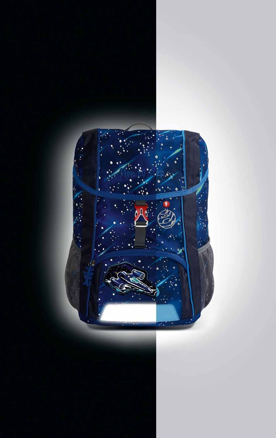 Step by Step Kinderrucksack KID REFLECT Rucksack-Set, 3-teilig inkl. Sitzkissen Star Shuttle Elio