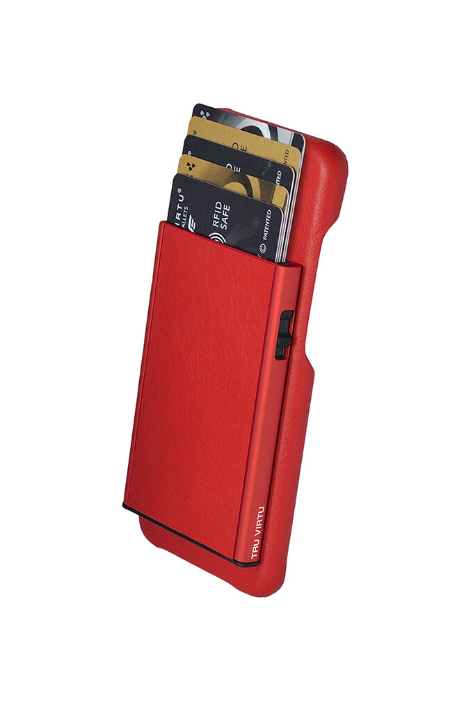 Tru Virtu Click & Slide Pay & Phone Kartenetui und Smartphoneülle - Samsung Galaxy S8 Nappa Coral/Red
