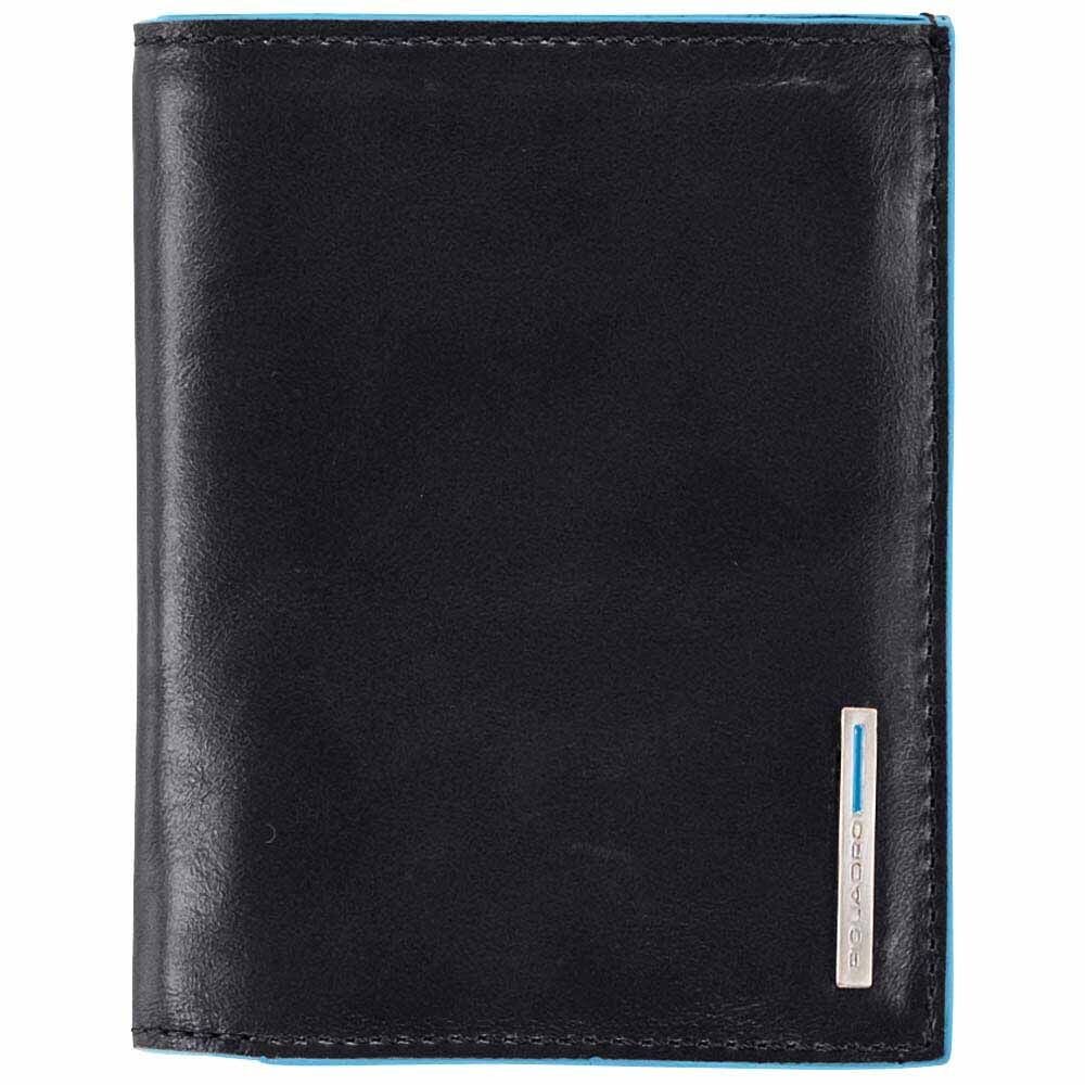 Piquadro Blue Square Herrenbrieftasche im Hochformat mit Münzfach Schwarz