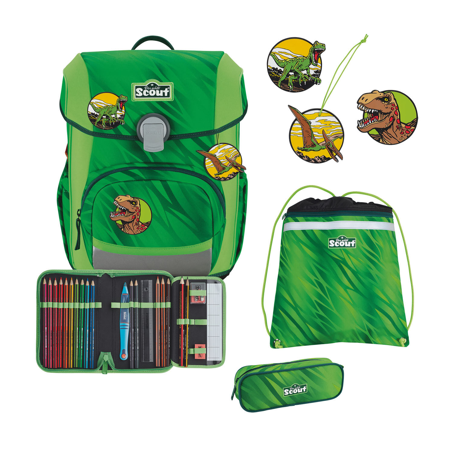 Scout Neo Schulranzen-Set 4-teilig DIN Dino Rex