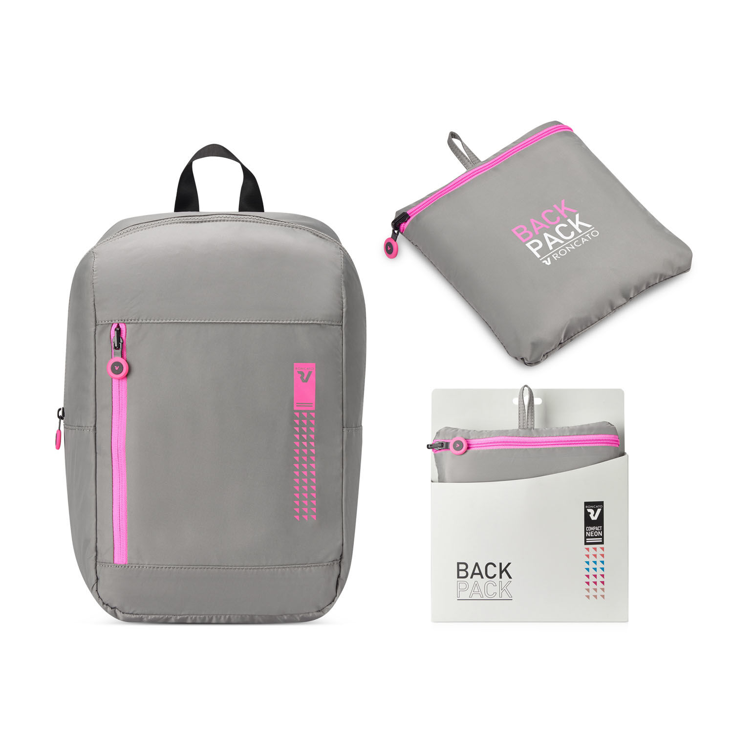 Roncato Compact Neon Mini Rucksack Carry-On Grey Roncato Compact Neon Mini Rucksack Carry-On Grey