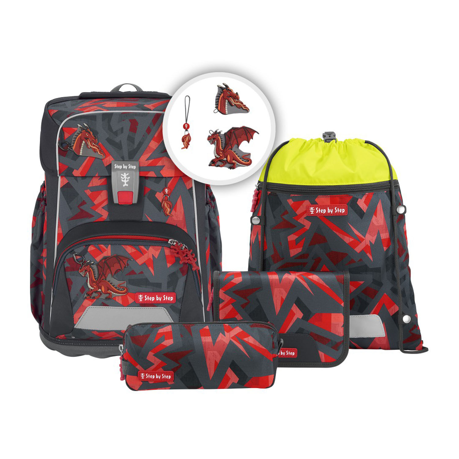 Step by Step GIANT Schulranzen 5-teiliges Set “Dragon Firo”