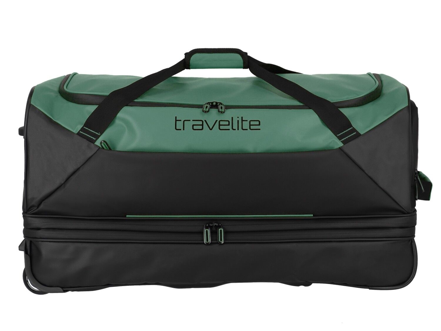 Travelite Basics Plane Rollenreisetasche erweiterbar Schwarz/Grün