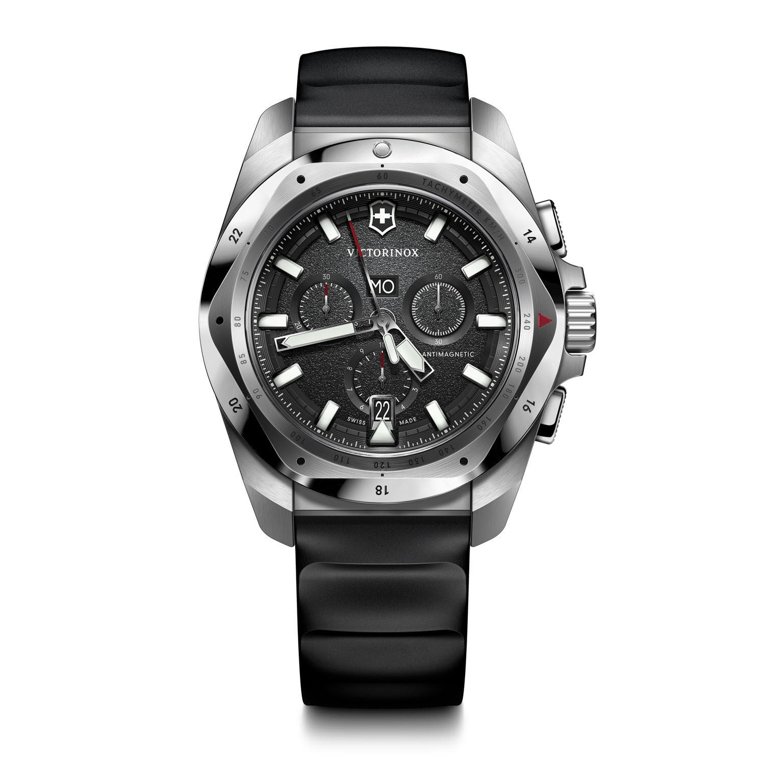 Victorinox I.N.O.X. Chrono Herrenuhr, Kautschuk Silber/Schwarz