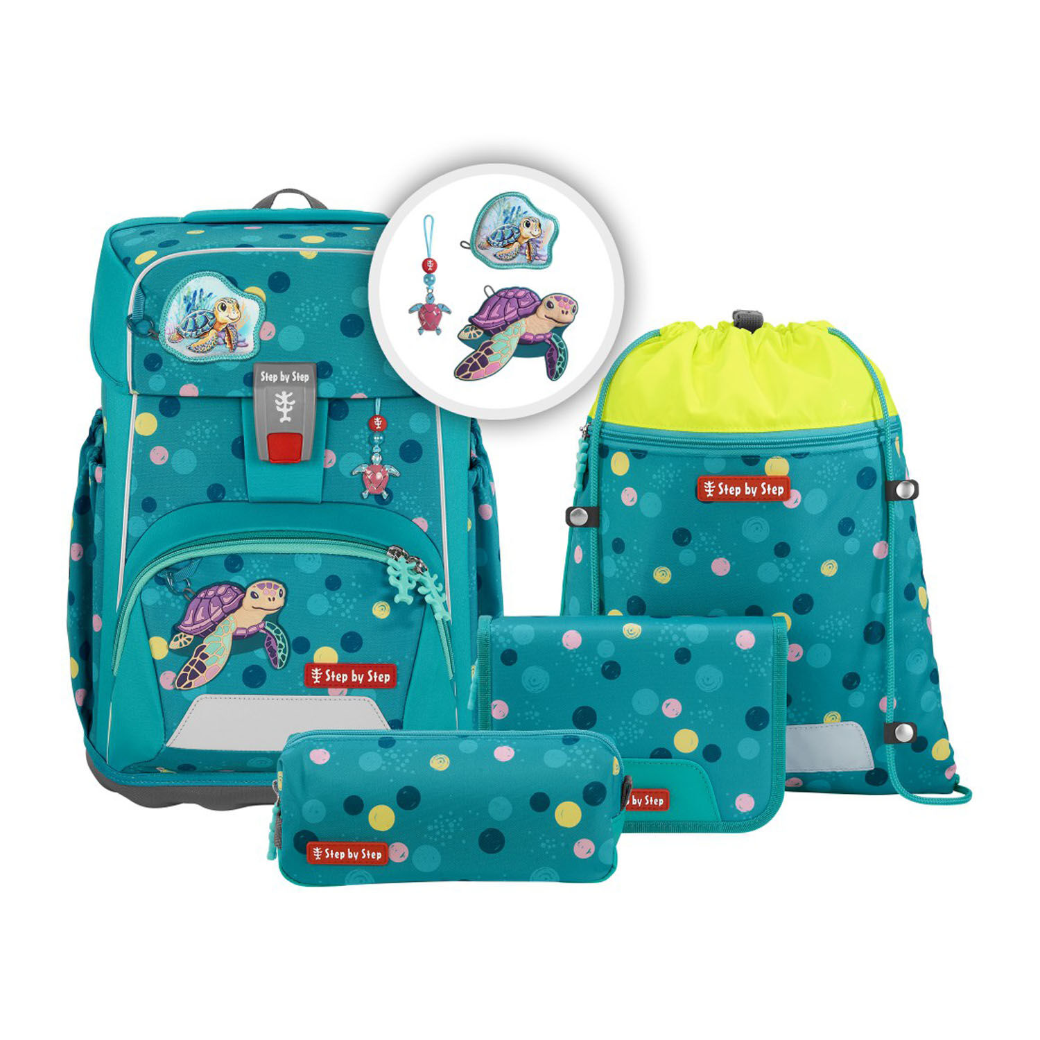 Step by Step GIANT Schulranzen 5-teiliges Set “Turtle Josie”
