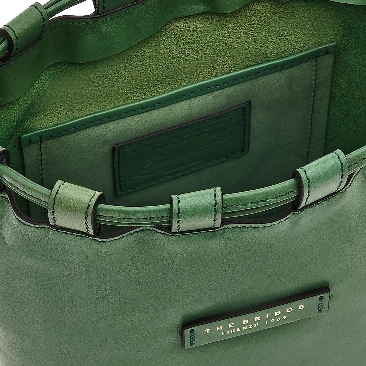 The Bridge Aurora Leder-Beuteltasche 23cm Salbei /Gold