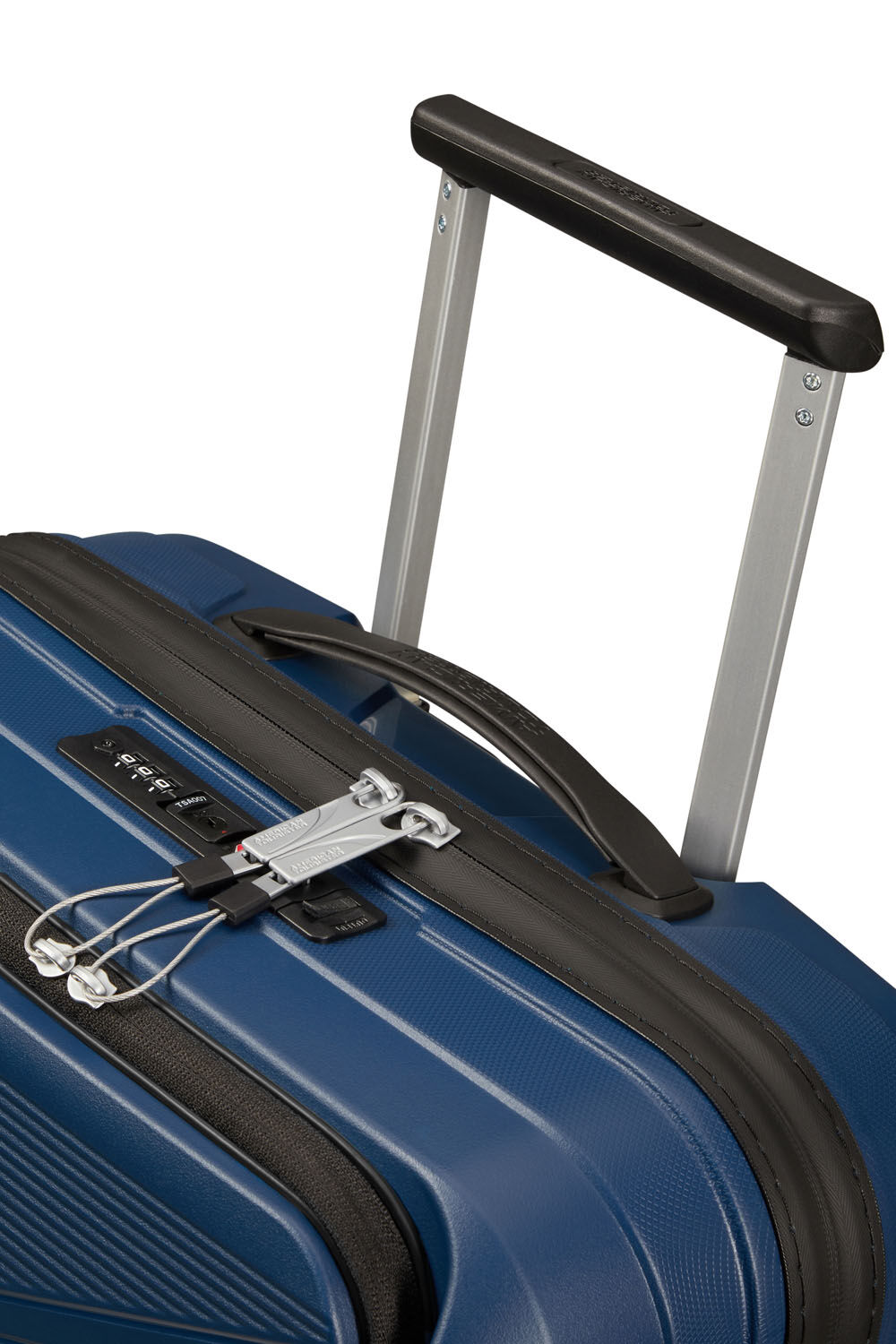 American Tourister Airconic Handgepäck Trolley 55cm mit Fronttasche + GRATIS HOTELGUTSCHEIN Midnight Navy