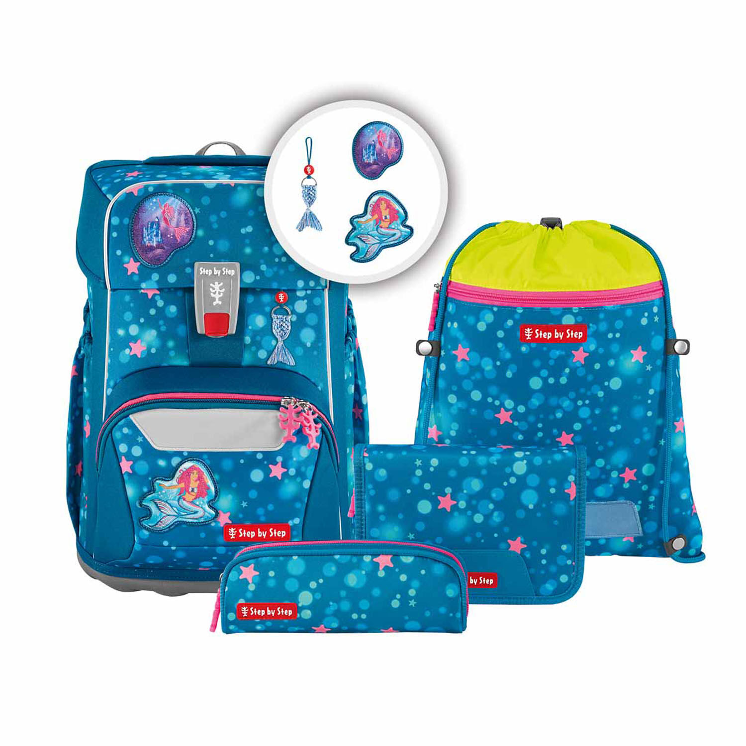 Step by Step GIANT Der große Schulranzen, 5-teiliges Set Mermaid Lola