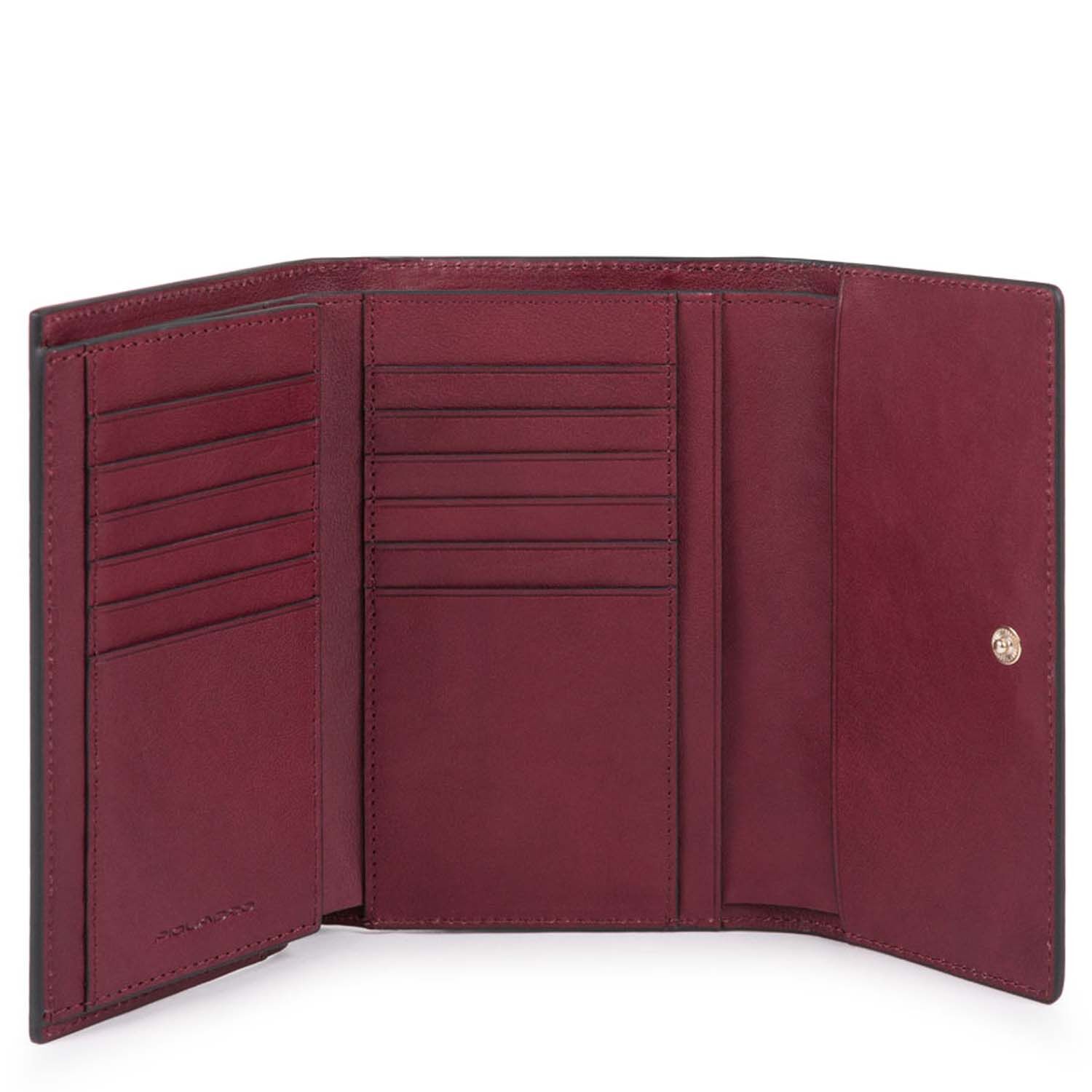 Piquadro Gea Damenbörse mit Kreditkartenfächern, RV-Münzfach burgundy