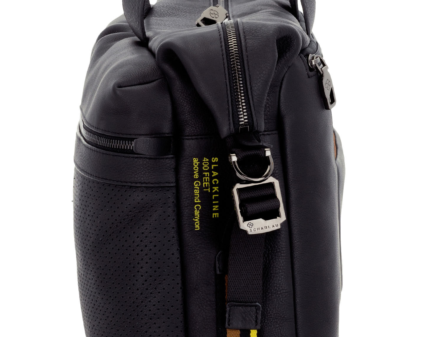 SCHARLAU Slackline WALLENDA Leder Aktentasche für 15,6" Laptopfach Black