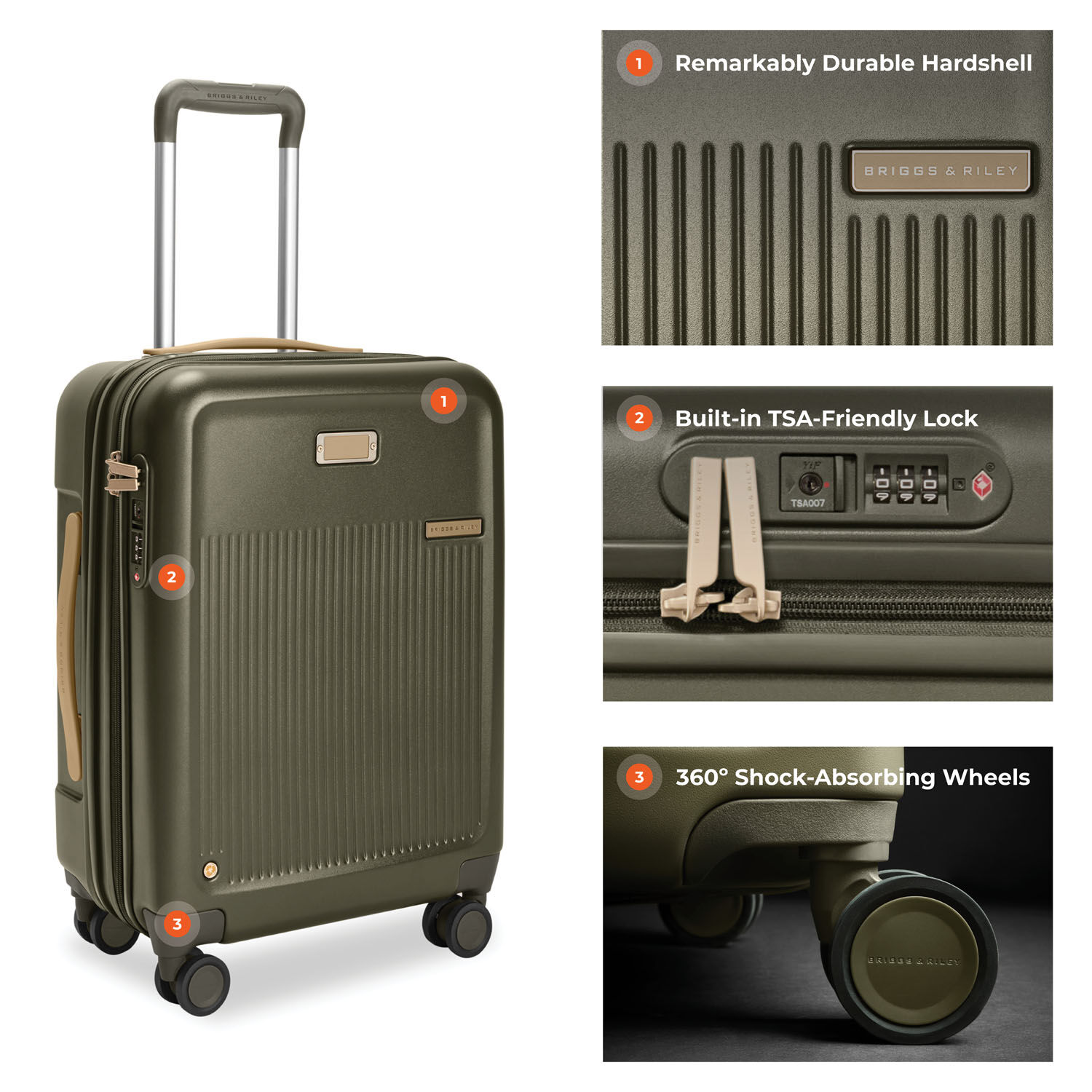 Briggs & Riley Sympatico 3.0 Global 53cm Carry-On Expandable Spinner Olive