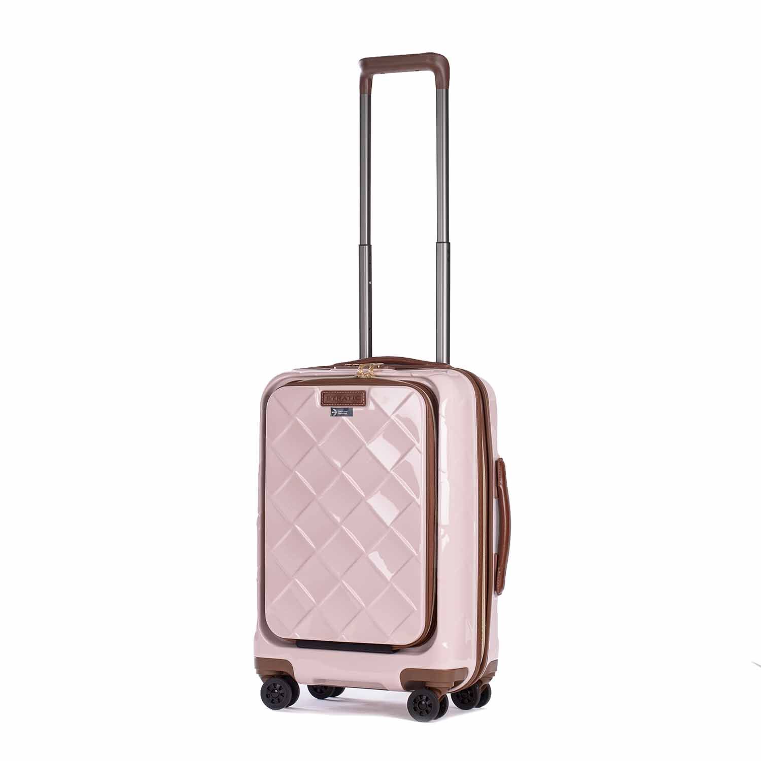 Stratic Leather & More Trolley S mit Vortasche, 4-Rollen Rose