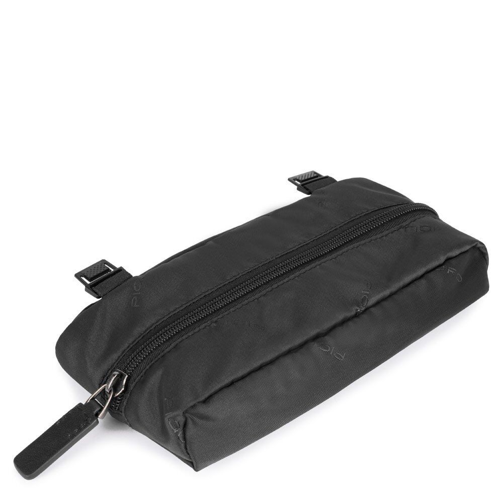 Piquadro Macbeth Laptoprucksack 14" aus Leder und mit recyceltem Stoff Schwarz