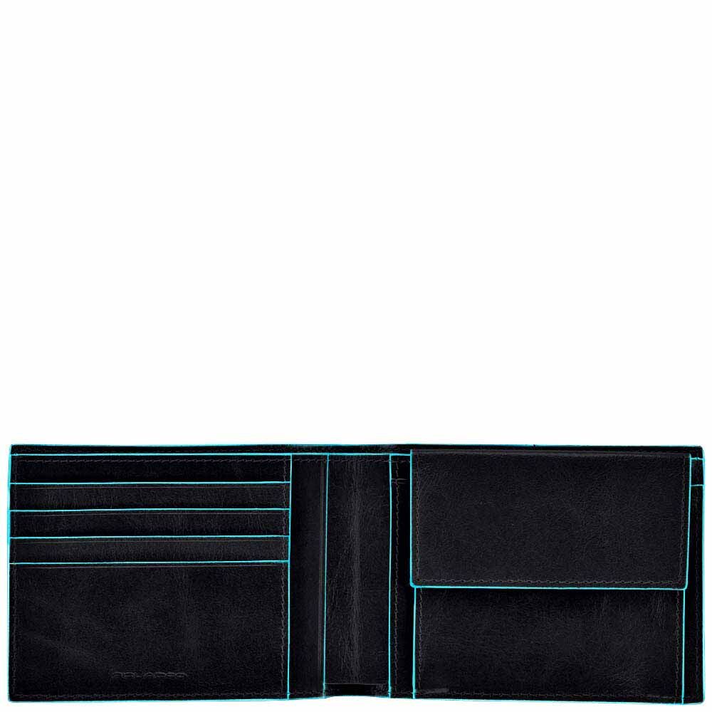 Piquadro Blue Square Herrengeldbeutel mit Kreditkartenfächern und Kleingeldfach mit RFID-Schutz