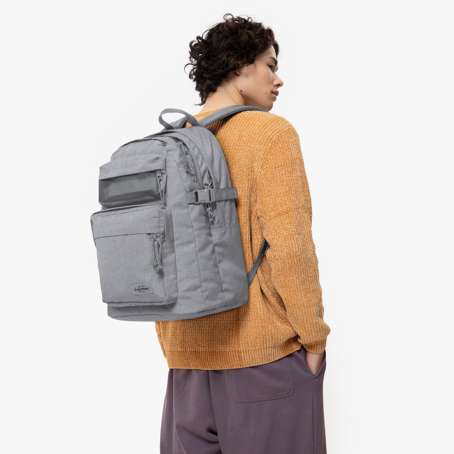 Eastpak Double PRO Rucksack mit zwei Vordertaschen Sunday Grey