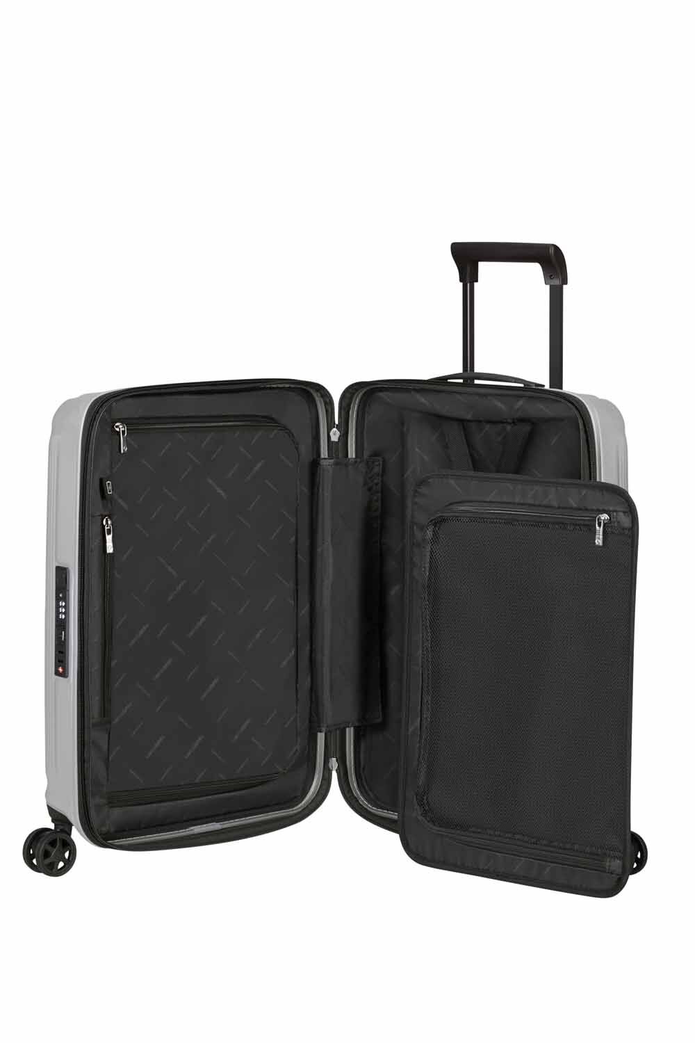 Samsonite Nuon Trolley mit 4 Rollen erweiterbar 55cm + GRATIS HOTELGUTSCHEIN Matt Silver