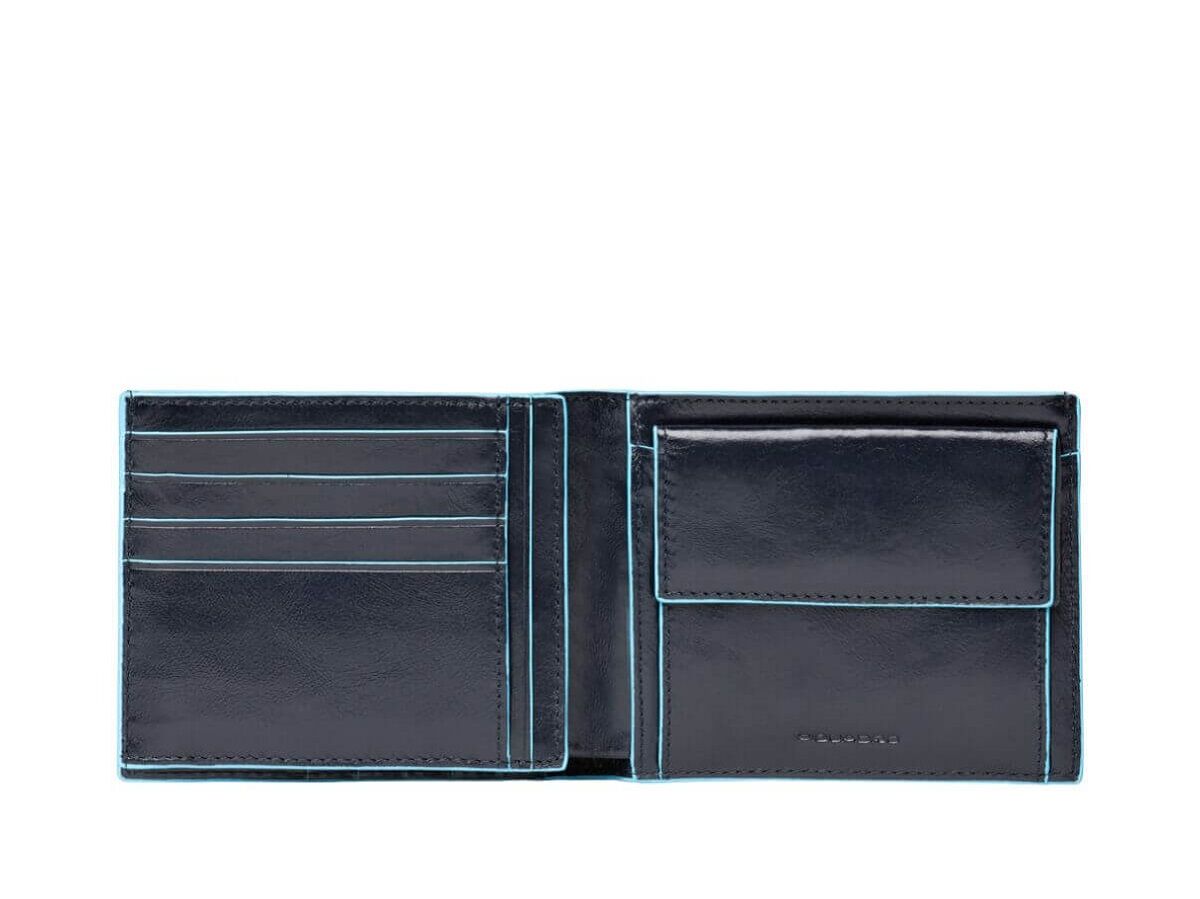 Piquadro Blue Square Herrengeldbörse mit Münzfach und Ausweisfach Schwarz