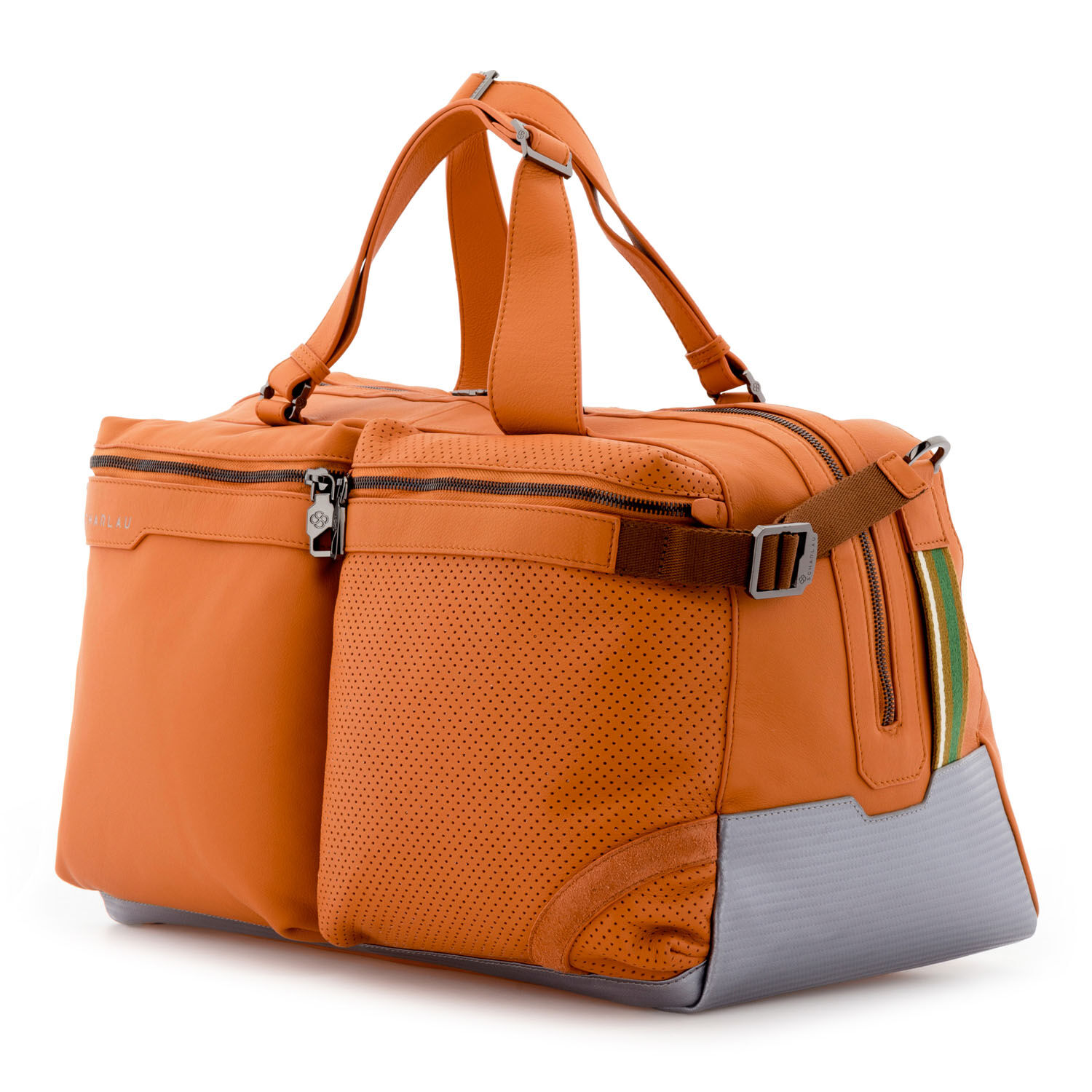 SCHARLAU Slackline MERAYO Leder-Reisetasche Orange