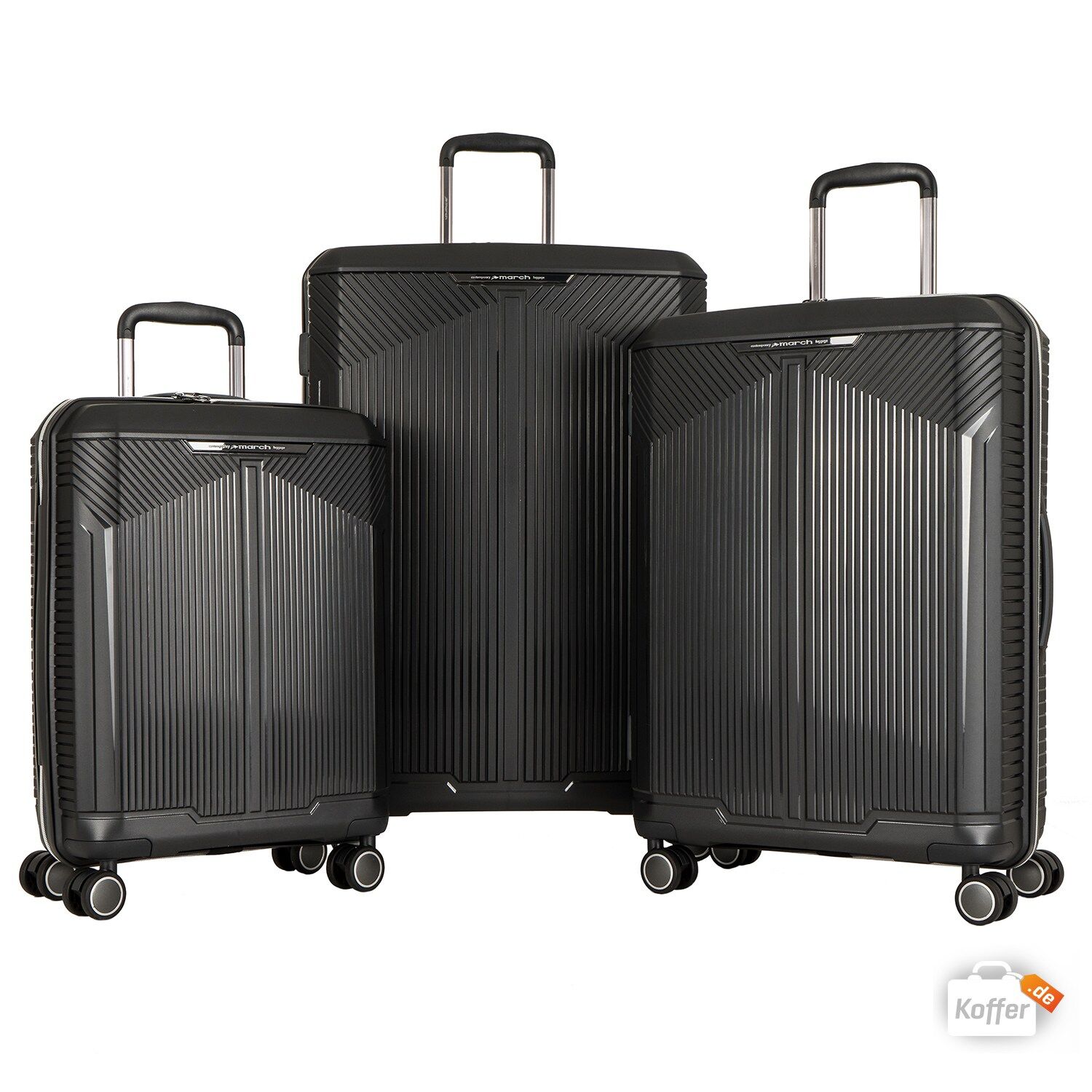 March fjord Koffer-Set L-M-S, 4-Rollen black metal