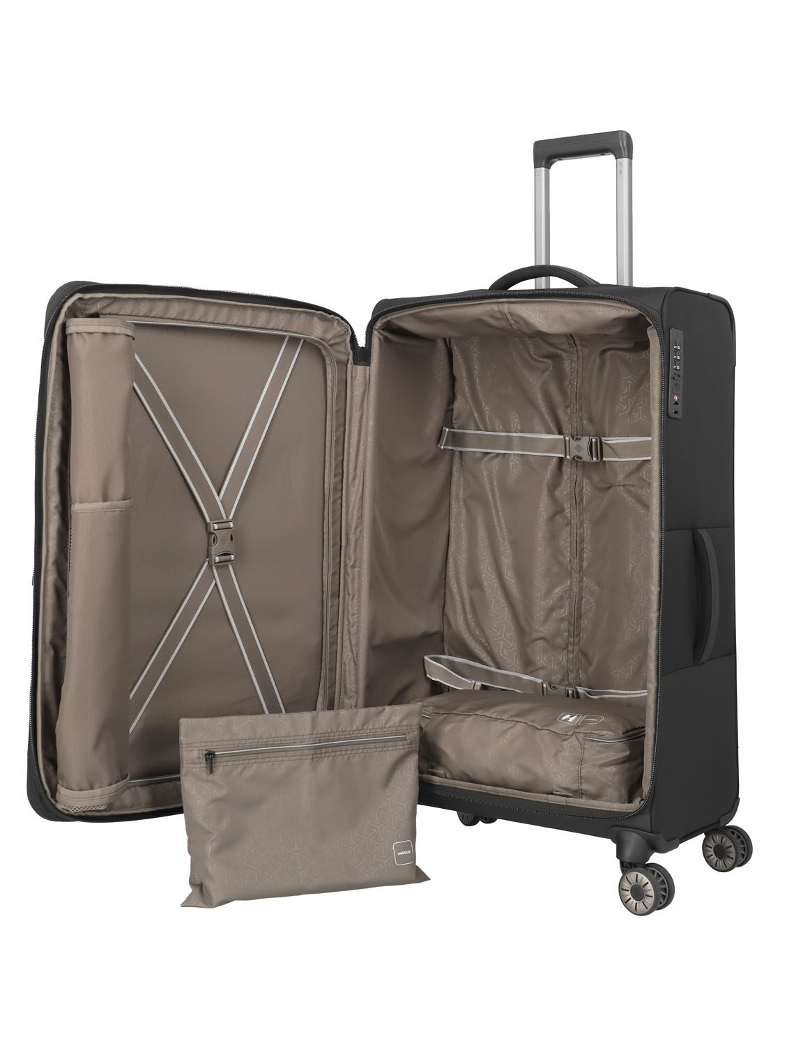 Travelite Crosslite Trolley XL 4-Rollen erweiterbar Schwarz