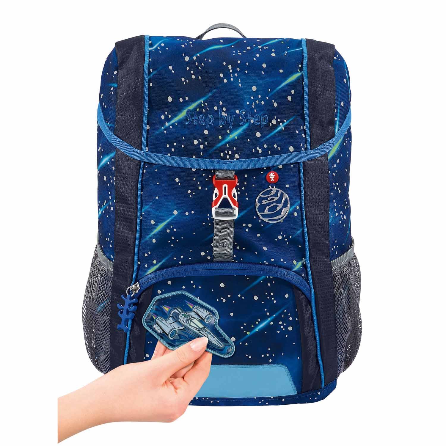 Step by Step Kinderrucksack KID REFLECT Rucksack-Set, 3-teilig inkl. Sitzkissen Star Shuttle Elio