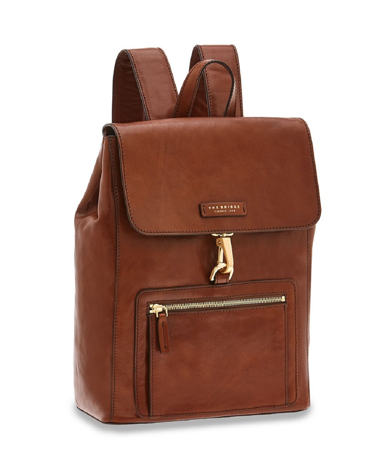 The Bridge Alberto Leder-Rucksack Braun/Gold