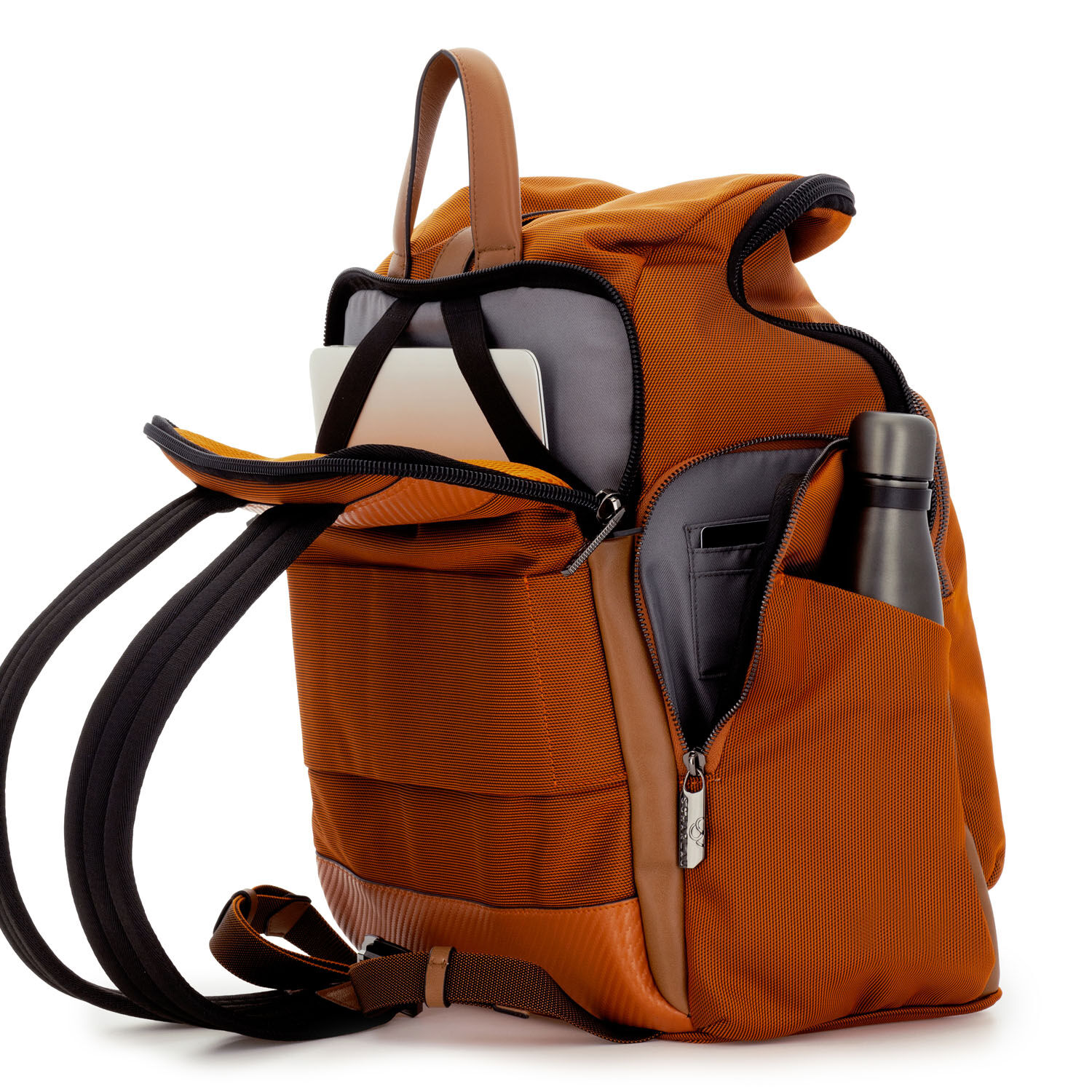 SCHARLAU First Class Vin Fiz Flyer Backpack mit 15,6" Laptopfach Orange