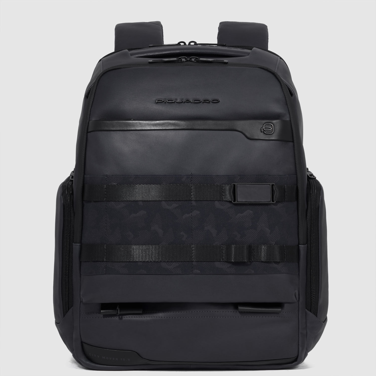 Piquadro FXP Modulare Leder-Laptop-Rucksack 15,6" Schwarz