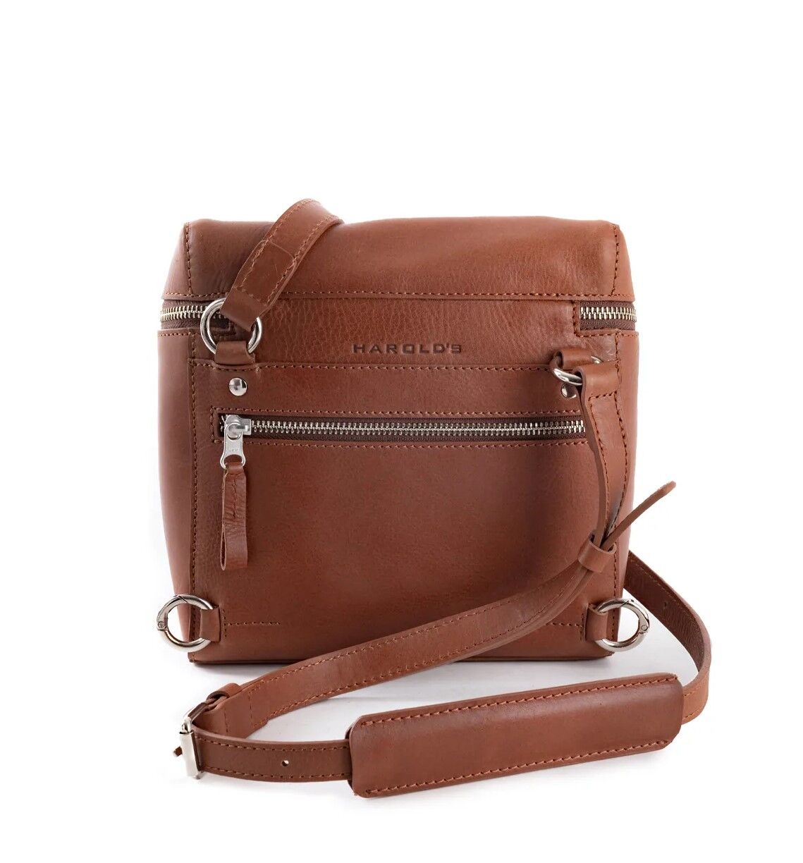 Harold's Box kleine Schultertasche/Rucksack Omega cognac