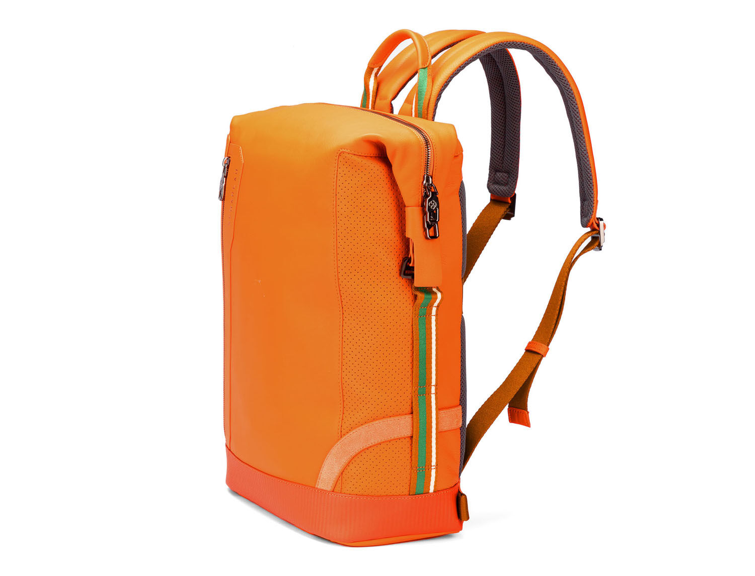 SCHARLAU Slackline BLONDIN Leder-Rucksack für 15,6" Laptopfach Orange