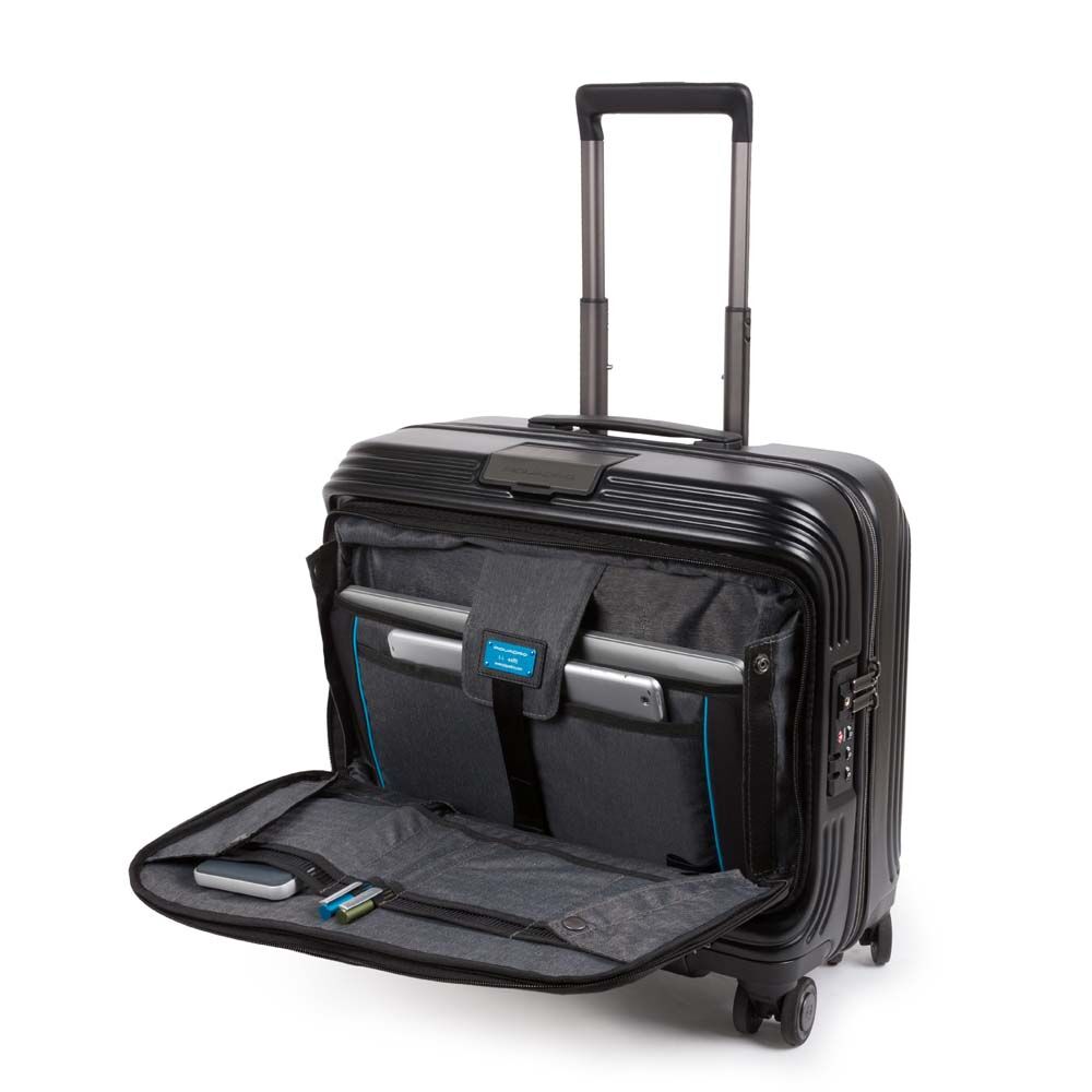 Piquadro PQ-Biz Fastcheck computertrolley, 15,6" Laptopfach, BagMotic schwarz