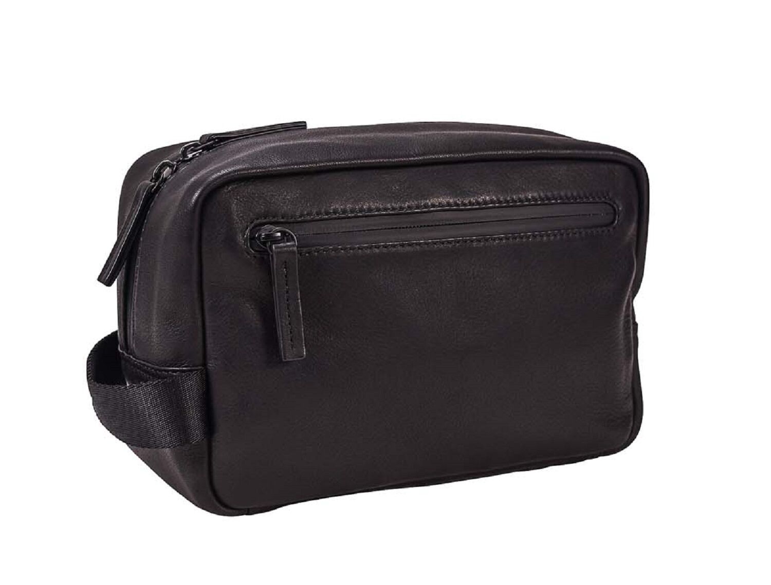 Leonhard Heyden Den Haag Leder-Kulturbeutel Schwarz