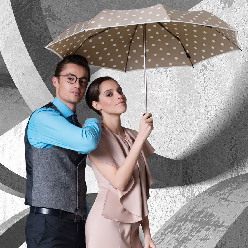 Knirps T.200 Medium Duomatic Automatischer Taschenschirm mit UV-Schutz Dot Art Red