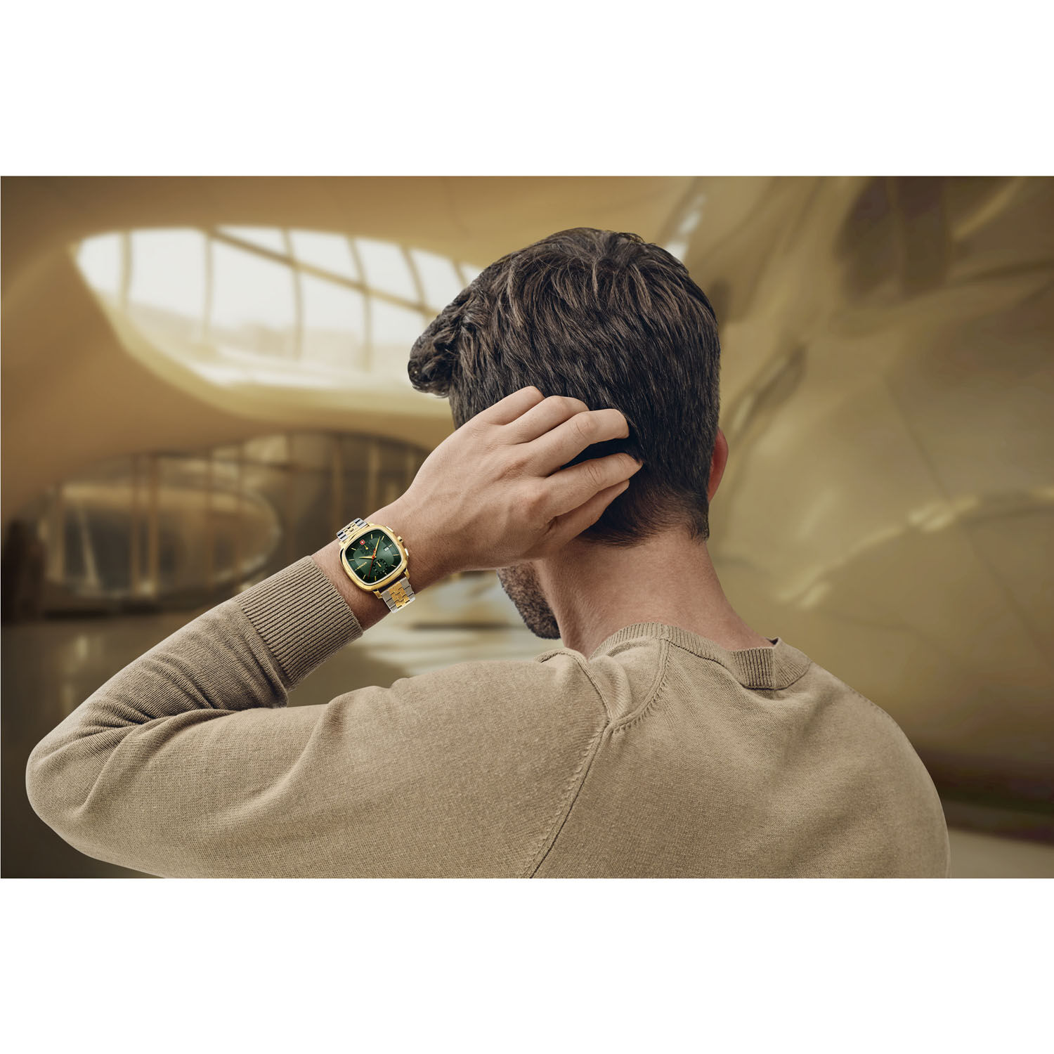 Wenger Vintage Classic Chrono Herrenuhr 40mm mit Chronographenfunktion Gold/Grün/Silber/gold