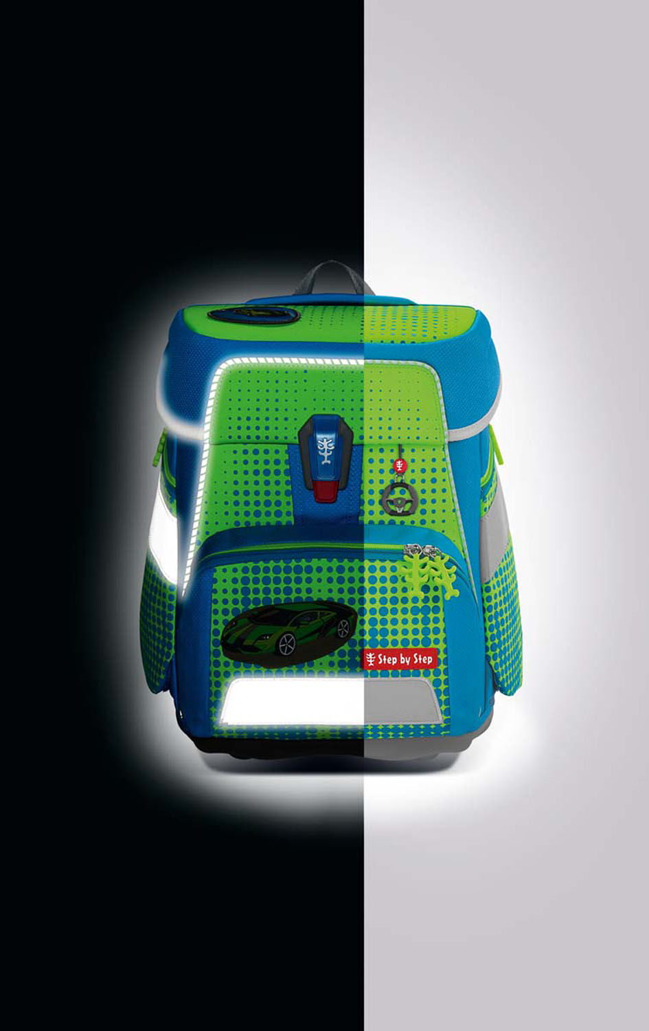 Step by Step SPACE NEON Schulranzen-Set, 5-teilig Race Car Chuck