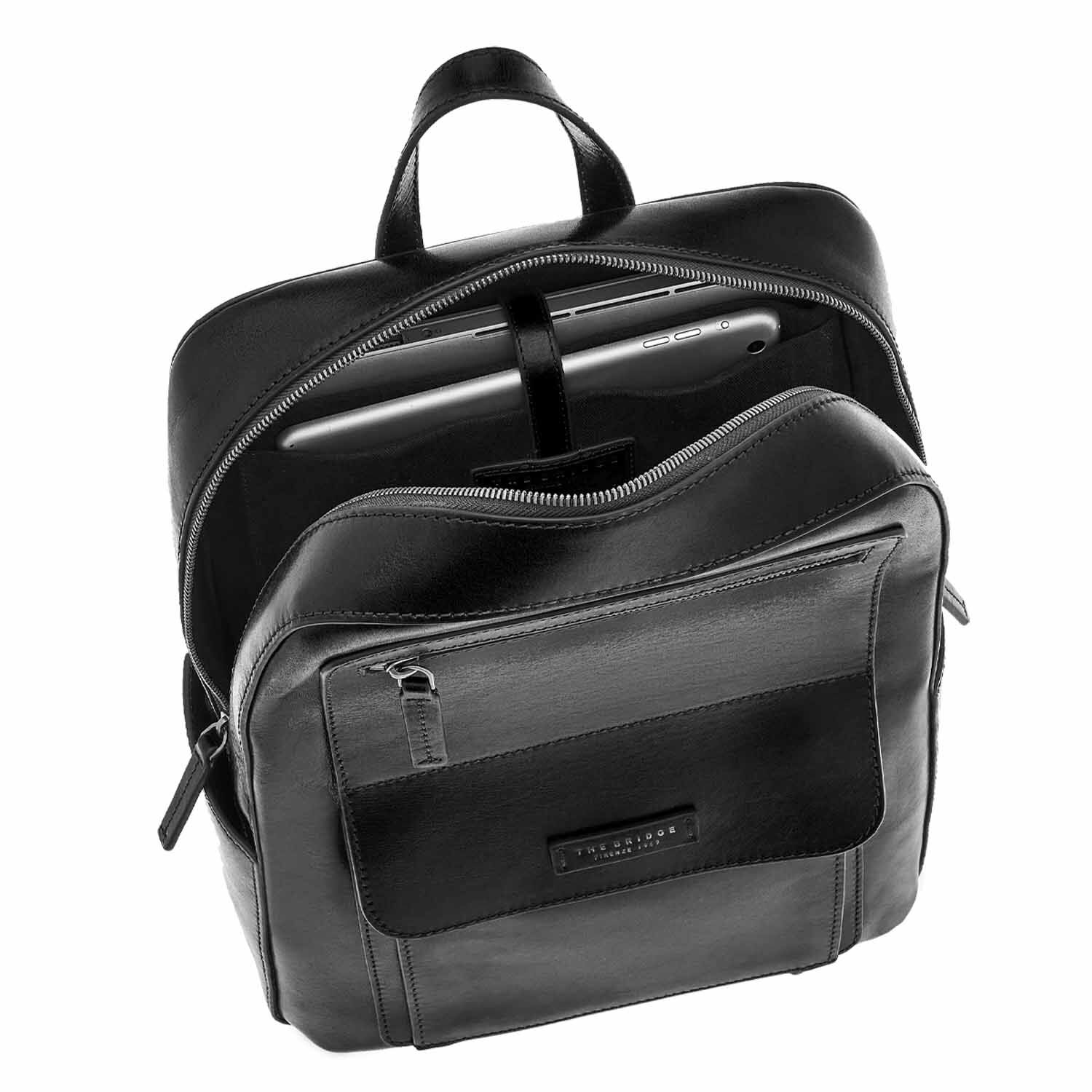 The Bridge Alberto Leder-Rucksack 40cm Schwarz/Ruthenium