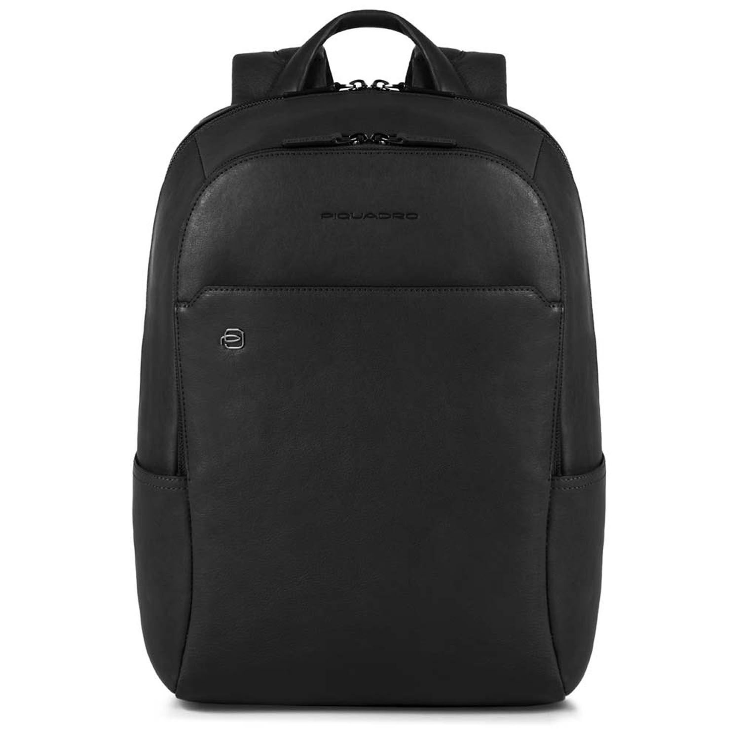 Piquadro Black Square Laptop-Rucksack 14" aus Leder schwarz