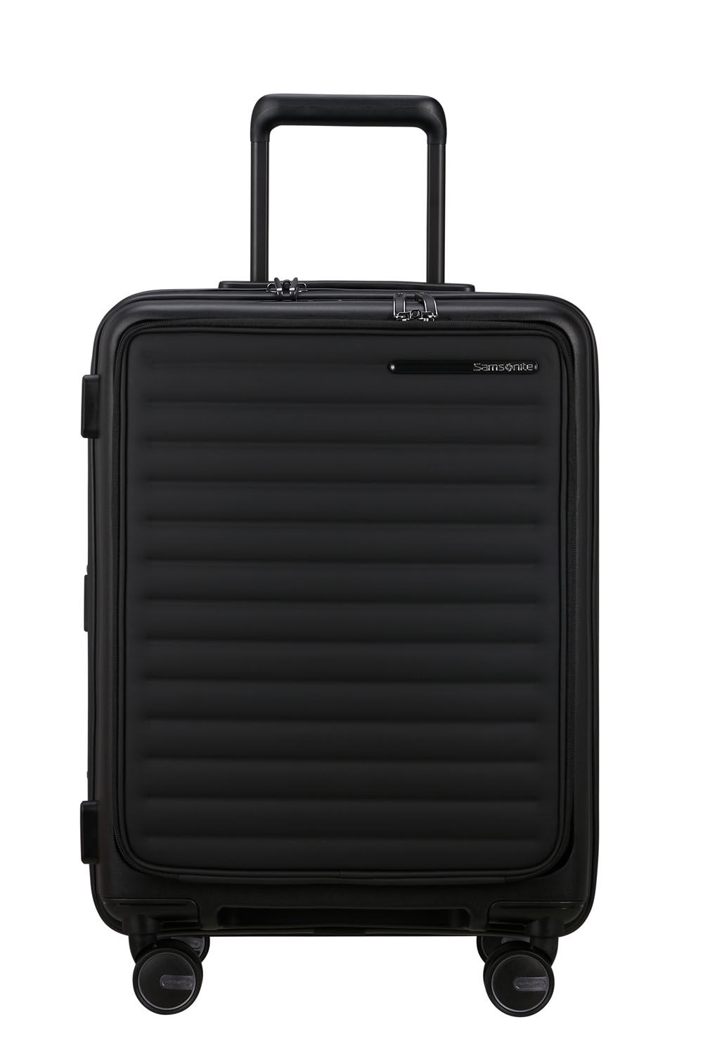 Samsonite Restackd EASY ACCESS Trolley mit 4 Rollen erweiterbar 55cm + GRATIS HOTELGUTSCHEIN Schwarz