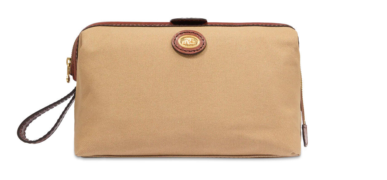 The Bridge Story Viaggio Kulturbeutel aus Leder und Stoff 26CM Natural/Braun/Gold
