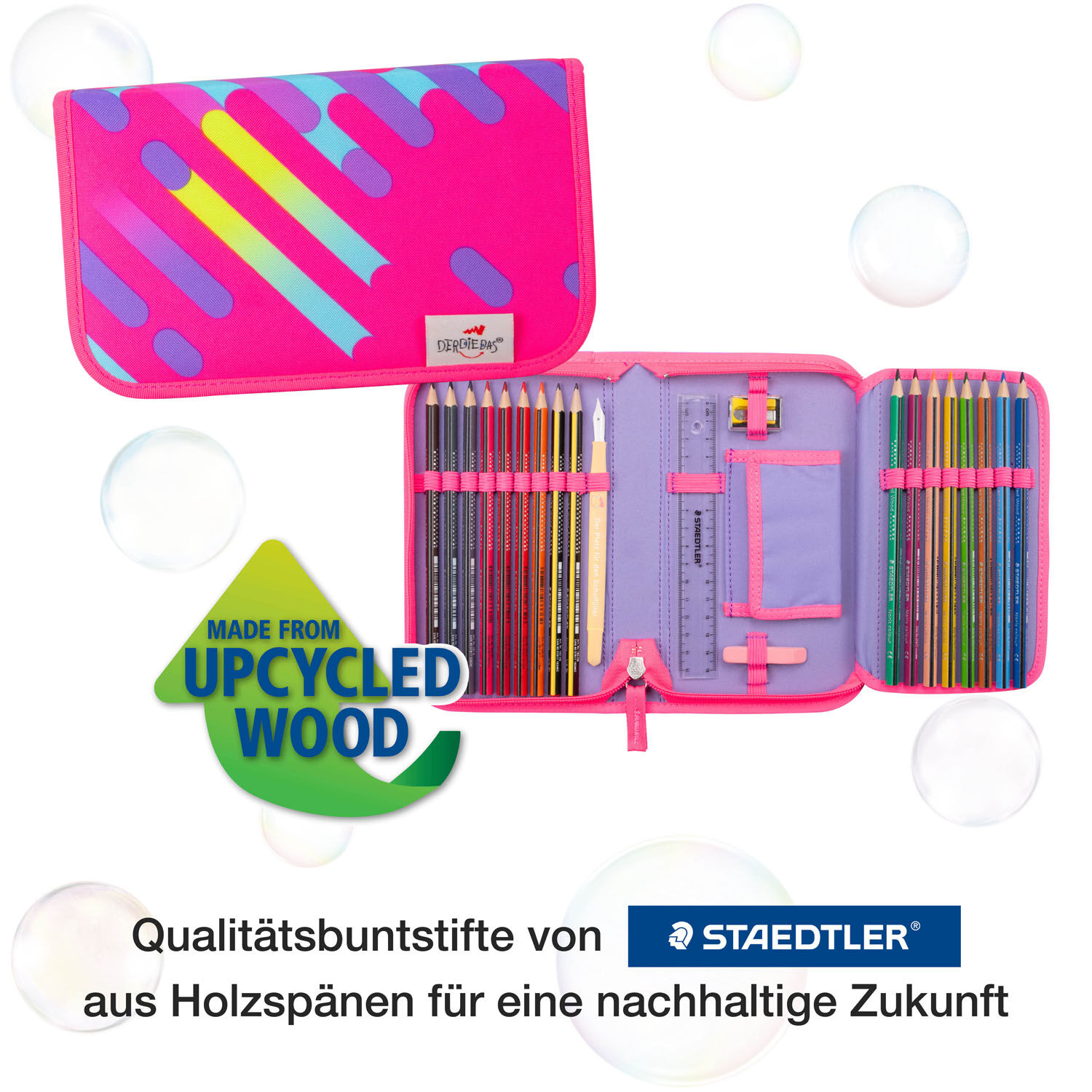 DerDieDas ErgoFlex "NEON" Schulrucksack-Set 5-teilig mit Sportbeutel Neon Punkie